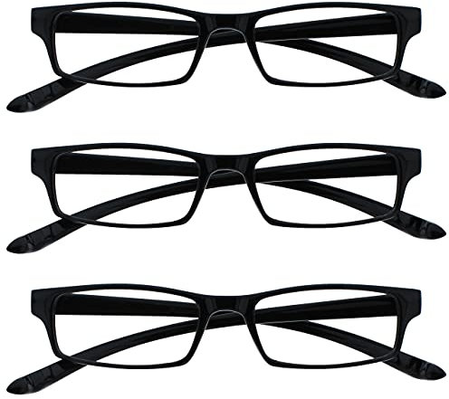 The Reading Glasses Company Die Lesebrille Unternehmen Schwarz Nacken-Leser Wert 3er-Pack Herren Damen Federscharniere RRR20-1 +3,00