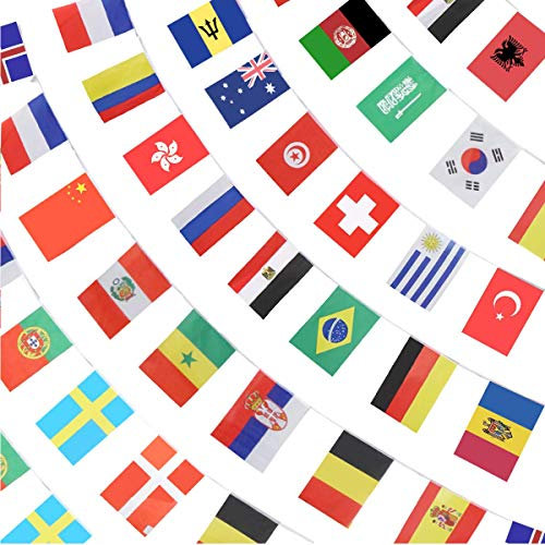YuChiSX 100 Stücke Länder String Flag 25 Mt Internationale Welt Bar Party Banner Bunting 82ft International String für Olympia Grand Opening Flag World Cup Party Events Dekoratione Bars Clubs