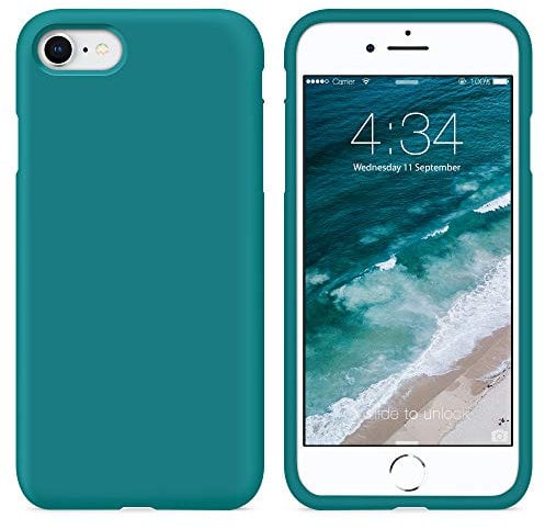 SURPHY iPhone SE 2022 case, iPhone SE 2020 case, iPhone 8 Case, iPhone 7 Case, Liquid Silicone Gel Rubber Shockproof Protective Back Case Cover for iPhone SE 3 / SE 2/8 / 7 4.7 inches, Teal Blue