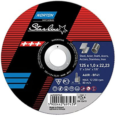 Norton VULCAN Trennscheibe 125x1x22.23mm T41 Korn A 60 S-BF41 (25 Stück)