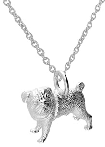 Atemberaubende Halskette mit Mops-Anhänger aus 925er Sterlingsilber
