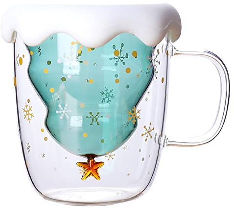 Viitech 250 ml Weihnachtstasse, Wärmeisolierung Doppelwandige Kaffeegläser, Weihnachtsthema Doppelwandige Gläser für Eltern Freunde und Weihnachten