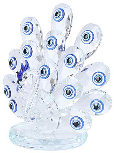 Amosfun Pfau Figur Mini Mundgeblasen Kristallklare Pfau Skulptur Dekoration Kunst Glas Tischplatte Herzstück Auto Ornament