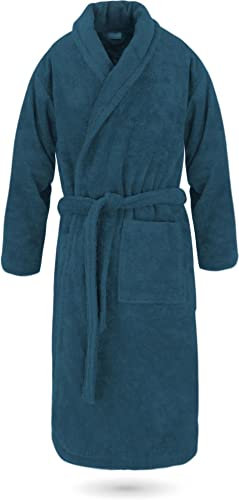normani Luxus Bademantel | Saunamantel Flee 450 g/sm aus 100% Baumwolle für Damen und Herren in XS-8XL Farbe Marine Größe 4XL