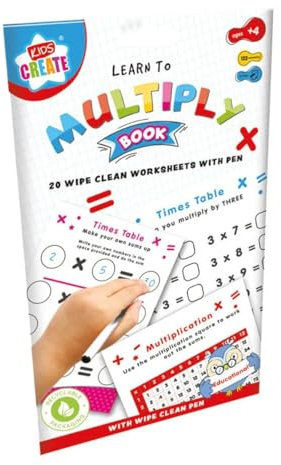 Kids Create Wipe Clean Learn To Multiply Childrens Times Tables Learning Book With Pen Maths Educational Book