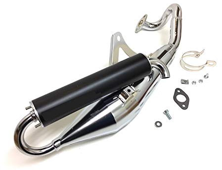 Chrom Sportauspuff passend für Peugeot Speedfight 3, New Vivacity, Ludix, Jetforce TSDI, C-Tech 50 (2-Takt) mit E-Prüfzeichen