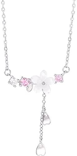 QIN Collana di ciondoli con Fiori di ciliegio in Conchiglia di Cristallo per Donna Girocollo Collare Gioielli per Feste di Matrimonio