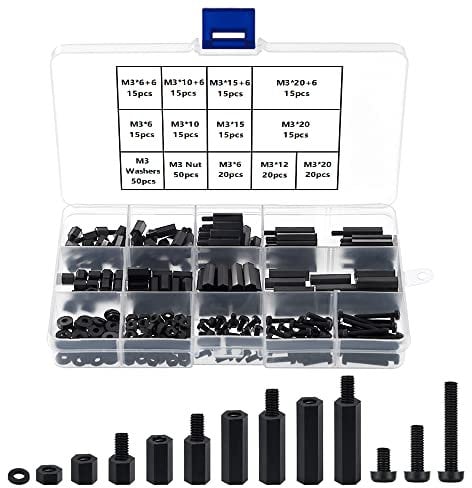 YIXISI 280 Stück M3 Nylon Male-Female Hex Spalte Standoff Spacer Schraubenmutter Sortiment Kit, für Platine Reparatur Zubehör, Schwarz