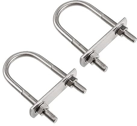 sourcing map 2 Stück M8 Rund U-Bolzen Bügelbolzen Bügelschrauben 42mm Innenbreite 100mm Länge Stahl U-Schraube mit Muttern Rahmenplatte zum Rohr Dachbox Befestigung
