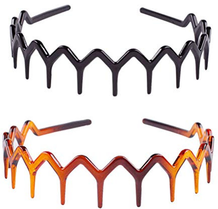 Lot de 2 bandeaux en - En plastique - Pour étudiantes, femmes et filles - Noir