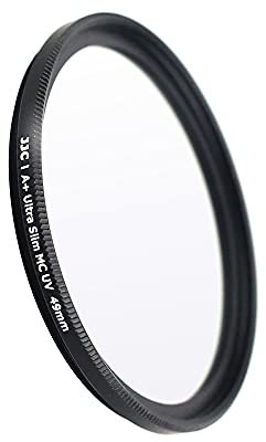 JJC Filtre UV 49 mm ultra fin multi-couches pour objectif Canon Sony DSLR avec filetage 49 mm (noir)