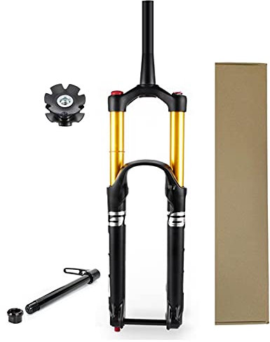 TOMYEUS Forcelle da Discesa MTB 160mm Lega di Magnesio 26 27,5 29 Pollici, Forcella Aria per Bicicletta 1-1/2 Tubo Conico con Regolazione del Rimbalzo (Size : 27.5)