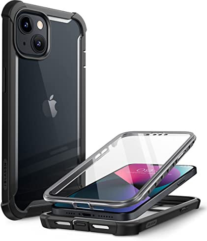 i-Blason Transparent Hülle für iPhone 14 / iPhone 13 (6.1) Bumper Case 360 Grad Handyhülle Robust Schutzhülle Cover [Ares] mit Displayschutz 2022 (Schwarz)