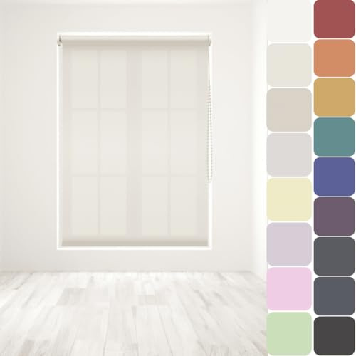 Straight Edge Dim-Out Roller Blind - Easy Fit Home Office - 240cm Width x 160cm Width Drop - Natural