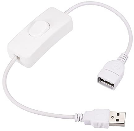 sourcing map USB Kabel mit Ein/Aus Schalter, USB Stecker auf Buchse Verlängerungskabel 34cm Weiß, für LED Schreibtischlampe LED Streifen