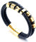 Halukakah ● Ehrengold ● Herren Echtes Lederarmband Titan Ehrengold Perlen Goldener Magnetverschluss 21.5cm mit Gratis Geschenkbox