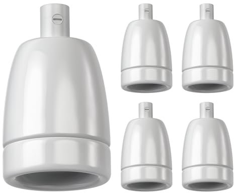 ledscom.de 5 Stück E27 Fassung, Porzellan, weiß, 230V AC, max. 300W