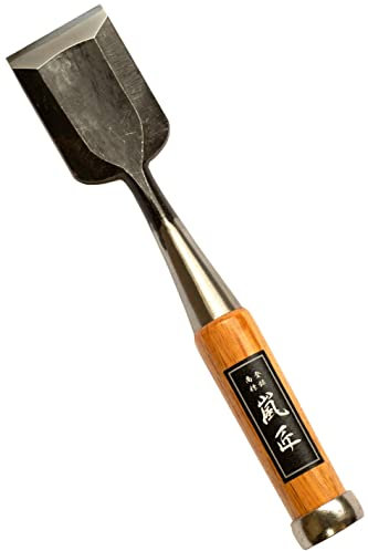RANSHOU Burin japonais de 42 mm de large, burin à bois professionnel pour le travail du bois, manche en chêne rouge japonais, fabriqué au Japon