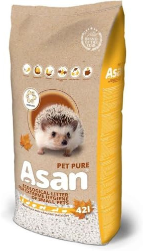 Asan Pet Pure 42 l – Umweltfreundliche Einstreu für Frettchen, Igel, Ratten & Chinchillas, staubfrei, unparfümiert, mit starker Geruchsbindung, leicht & kompostierbar