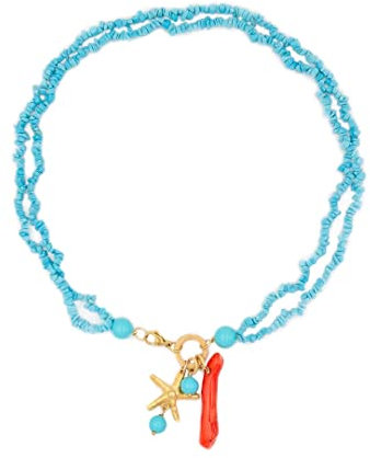 MARARDI Collane Donna Italiano Ceramica di Caltagirona [Turchese Corallo] Catena di Pietra Handmade Gioielli Italiani Originali Eleganti per Tutti i Giorni Eventi Matrimoni Occasioni Speciali