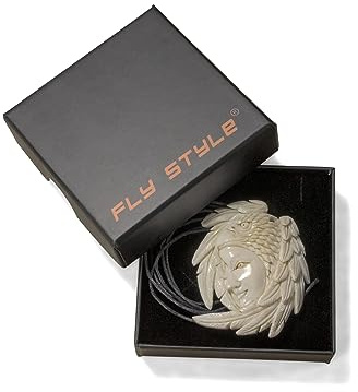 Fly Style Ketten Anhänger aus Knochen - Schamane mit Adler - Schamane Schmuck - Amulett Kette