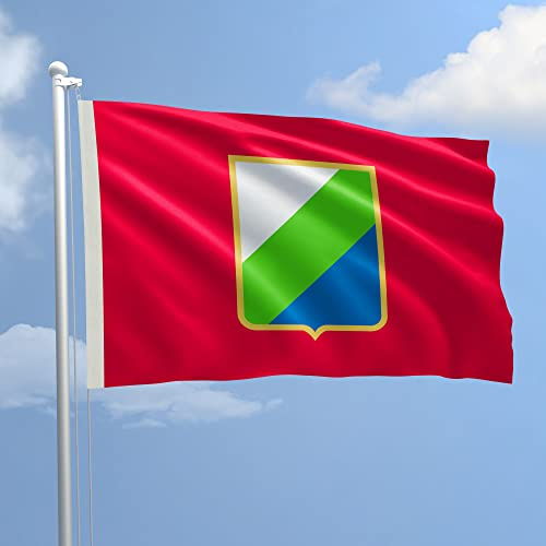 Bandiera Abruzzo 70 x 100 cm in poliestere NAUTICO 115 gr/mq con doppia piega perimetrale, corda e guaina. Adatto sia IN/OUT DOOR (70 x 100 cm, Abruzzo)