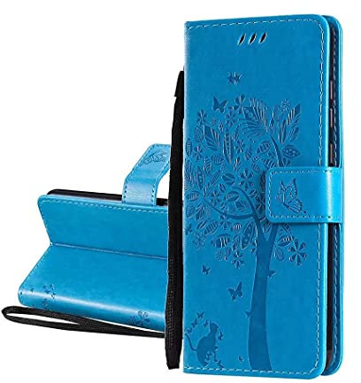 HAOYE Cover per Nokia G22, Custodia per Cellulare Portafoglio in Pelle Goffrata con Motivo, con Vani di Carte e Chiusura Magnetica Cover, Blu