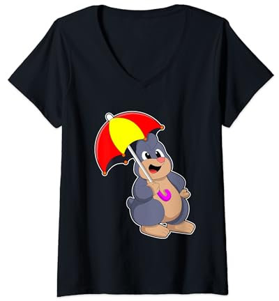 Damen Maulwurf Regenschirm T-Shirt mit V-Ausschnitt