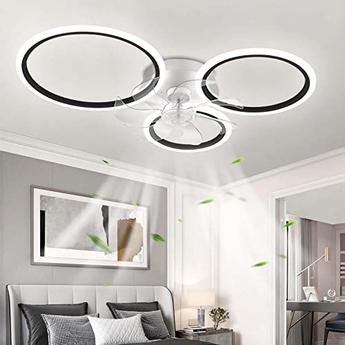 YUNZI Modern Ceiling Fan with Lamp with Remote Control LED 72W Dimmable Fan Ceiling Light Ceiling Fan Lighting for Living Room Bedroom Kitchen, 6 Speeds, Fan Reversal, Black 78cm
