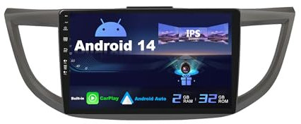SXAUTO Android 14 IPS Car Stereo For Honda CRV (2012-2016) - 2G+32G - Wireless CarPlay/Android Auto - Rear Camera Free - 10.1 Inch 2 Din - DAB Steering Wheel Fast-boot DSP Bluetooth WIFI