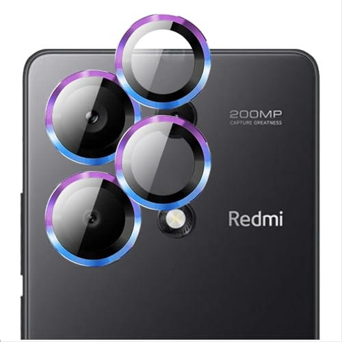 GIOPUEY [Protezione Completa Pellicola Fotocamera Compatibile con Redmi Note 13 PRO 4G, [Doppia Protezione] Metallo + Vetro Temperato, Protezione Fotocamera - Colorful