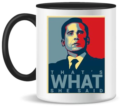 Forsca That's What She Said Michael Scott The Office Us Tazza da Tè e Caffè in Ceramica 300 ml Magic Bianco Rosa Nero 330ml