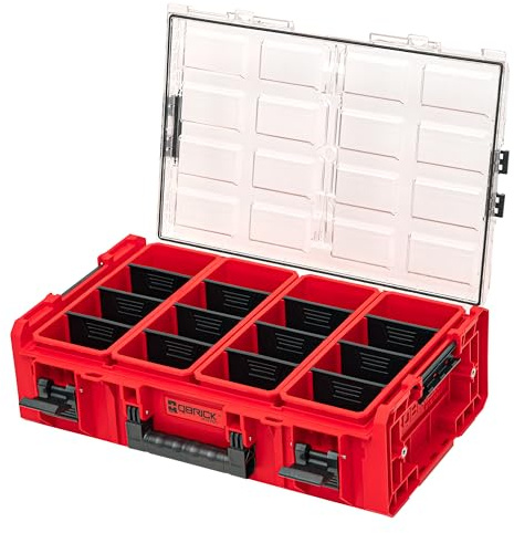 QBRICK SYSTEM Werkzeugkoffer Werkzeugkasten Leer Werkzeugkiste ONE Organizer 2XL 2.0 RED Ultra HD Rot 600 x 400 x 185 mm