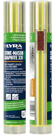 LYRA Dry Giant Lot de 12 mines de rechange rondes 331 pour surfaces dures telles que la pierre, le béton 2 x 5 x 150 mm