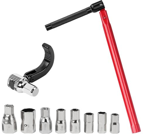 Noosverl Standhahnmutterschlüssel Set 13 mm|Kralle SW 44 + Einsätze 8-17 mm, Standhahn-Mutternschlüssel-Satz, 9-tlg Mutterschlüssel|Klaueadpter