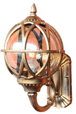 Außenwandleuchten Globe Wandleuchte for draußen Anti-Rost Alunmium Sphere Wandleuchte Außen Ball Fußball Lampe Wasserdicht Wandlaterne for Patio Veranda Türöffnung Garage(Color:Bronze,Size:26*22*38cm)