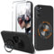Nubia Red Magic 9 Pro Case with Glass Screen Protector, 360 Rotatable Ring Holder Kickstand Silicone TPU Shockproof Protective Cover - Black