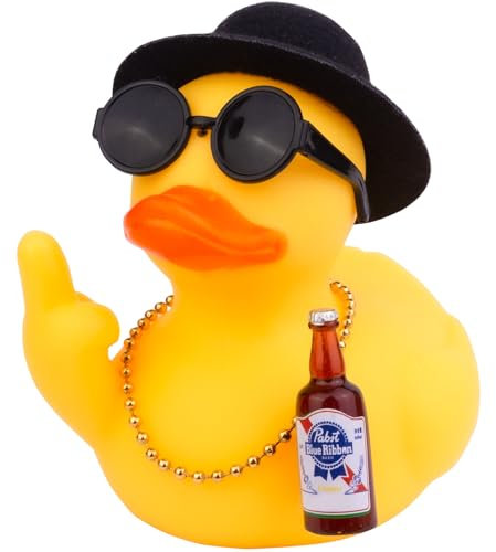 Mwmoeen Gummi Ente Auto Armaturenbrett Dekorationen Ente Auto Ornamente mit Top Hat Sonnenbrille Nette Prop für Auto Zubehör, 9cm