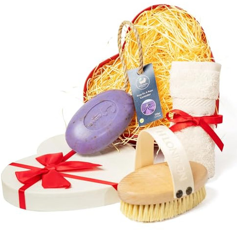 Eco Bath London Holidays Gift Set - Luxurious Bath and Body Care Collection with Natural Sisal Hand Brush, Lavender Soap on a Rope, and Organic Cotton Face Towel, Perfect for Relaxation and Pampering