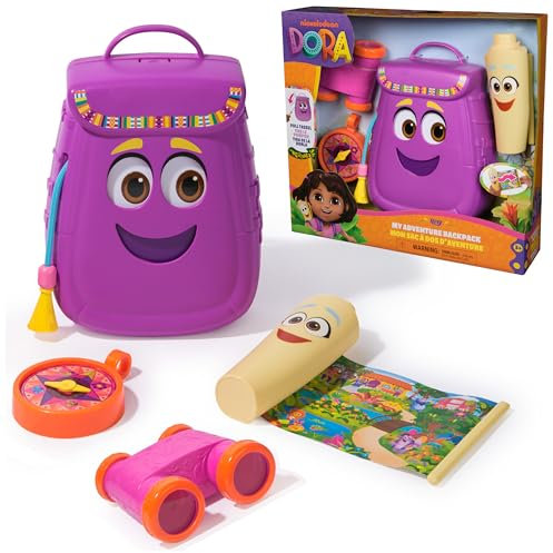 DORA - Mein Abenteuer Rucksack - interaktiver Rucksack mit Landkarte, Fernglas, Kompass, inspiriert von der beliebten TV-Serie, für fantasievolles Rollenspiel für Kinder ab 3 Jahren