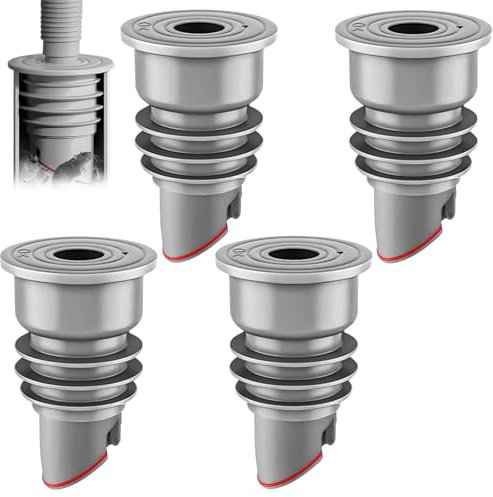 Joint de vidange de machine à laver PRITOK : 4 pièces, 35-40 mm, silicone, gris, pour lavabo, sol et tuyaux de machine à laver