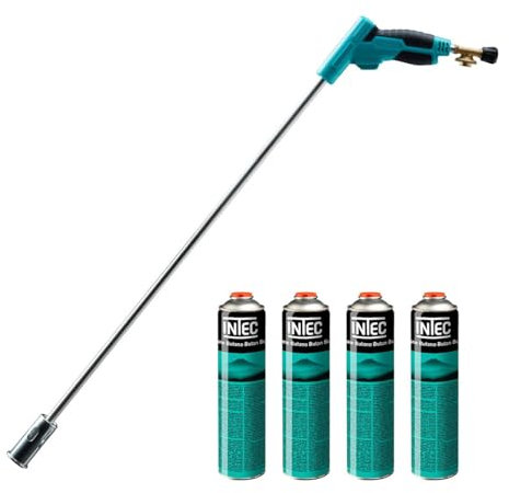 INTEC - Désherbeur thermique Brule Herbes Allumage piezo Adaptateur multi cartouches + 4 cartouches 330gr