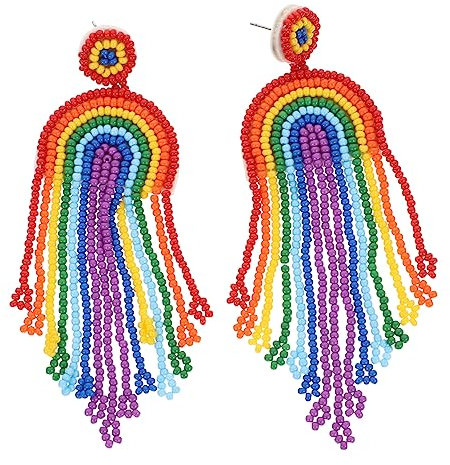 HAPINARY Ohrringe Im Boho-stil Aus Kunststoff Regenbogen-ohrringe mit Quaste Baumelnd für Damen Modeschmuck