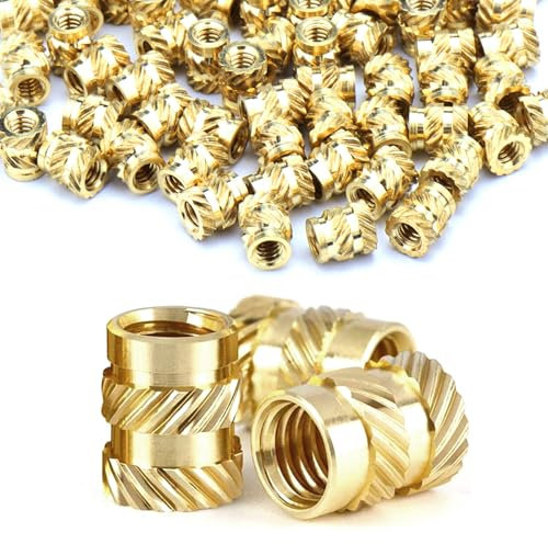 Fomiata Pack of 30 threaded inserts, M6 x 10 x 8 mm press-in nuts, brass embedding nuts, knurled nuts, plastic box for plastic parts by heat or ultrasound in 3D printer parts (M6*10 * 8mm-30pcs)
