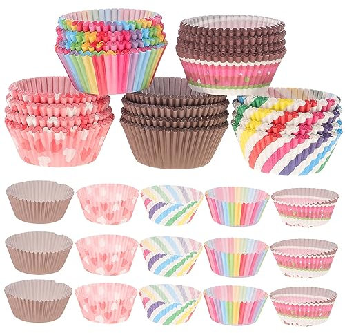 Ciieeo 300pcs Mini Cupcake Liners Baking Cups for Muffins Greaseproof Cake Cups Paper Dessert Bowls