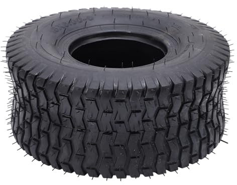 aqxreight Pneu de Tondeuse à Gazon 15x6.00-6 avec Bagues de Chambre à Air et de Jante, capacité de 570 LB, Pneu de Gazon de Tracteur 15 6 6, Pneu Robuste à 4 Plis, Pneu de Tracteur de Jardin