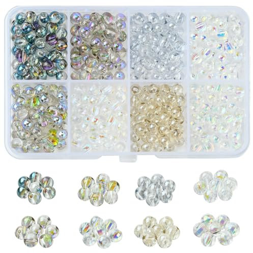UR URLIFEHALL Lot de 400 perles rondes en verre galvanisé de 5 mm pour la fabrication de bijoux, perles, rideaux et travaux manuels