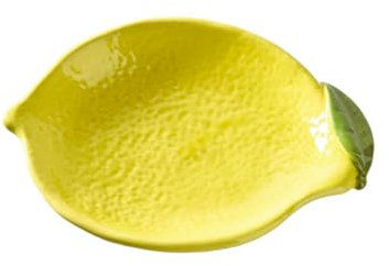 Florissima Keramik Teller Zitrone mit Blatt – Dekoteller Gelb – 12x9 cm – Deko Teller für Küche, Wohnzimmer, Party oder als Geschenk – Zitrus-Deko im Zitronen-Design