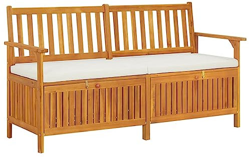 Willood Truhenbank mit Kissen 148 cm Massivholz Akazie Braun und Weiß