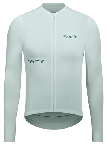 Santic Fahrradtrikot Rennrad Trikot Herren Atmungsaktiv Fahrrad Shirt Langarm Fahrradjacke Radfahren Top Mit 3 Taschen Blau XXL